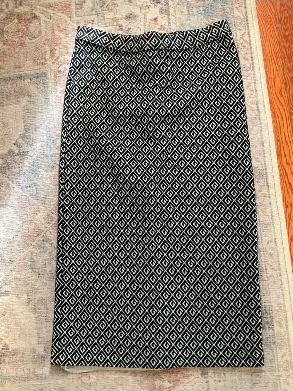 Maeve Anthropologie Black & White Geometric Knit Pencil Skirt, XS